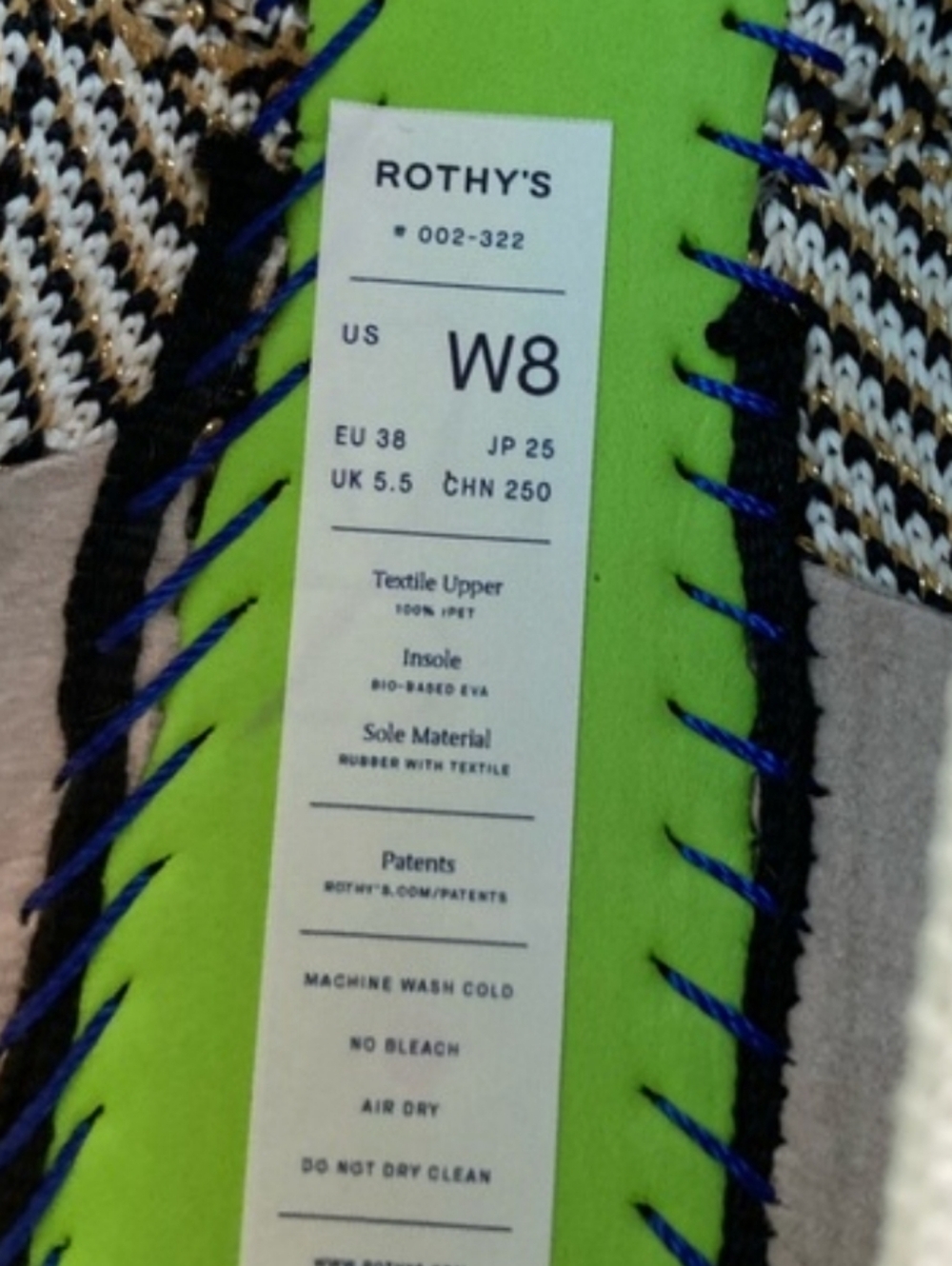 NWOT Rothy's 8 Moonlight Tweed Cap Toe The Point Knit Flats Cream Black - Picture 3 of 3